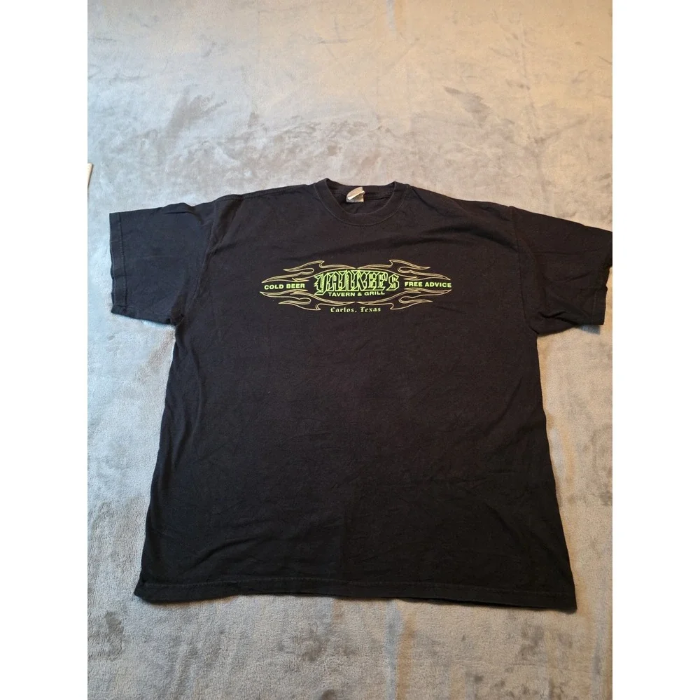 Hanes Beefy-T Shirt Mens XL Black Yankee's Tavern & Grill Carlos Texas Vintage